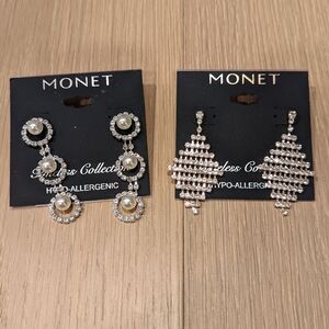 Monet Sparkle Earrings lot of two